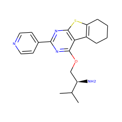 CC(C)[C@H](N)COc1nc(-c2ccncc2)nc2sc3c(c12)CCCC3 ZINC000223660220