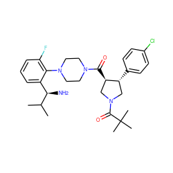 CC(C)[C@H](N)c1cccc(F)c1N1CCN(C(=O)[C@@H]2CN(C(=O)C(C)(C)C)C[C@H]2c2ccc(Cl)cc2)CC1 ZINC000028824107