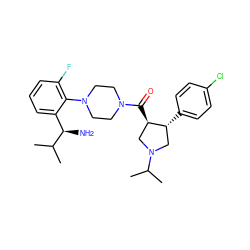 CC(C)[C@H](N)c1cccc(F)c1N1CCN(C(=O)[C@@H]2CN(C(C)C)C[C@H]2c2ccc(Cl)cc2)CC1 ZINC000028824144