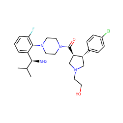 CC(C)[C@H](N)c1cccc(F)c1N1CCN(C(=O)[C@@H]2CN(CCO)C[C@H]2c2ccc(Cl)cc2)CC1 ZINC000028824146