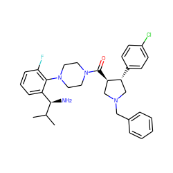 CC(C)[C@H](N)c1cccc(F)c1N1CCN(C(=O)[C@@H]2CN(Cc3ccccc3)C[C@H]2c2ccc(Cl)cc2)CC1 ZINC000028824188