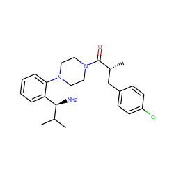 CC(C)[C@H](N)c1ccccc1N1CCN(C(=O)[C@H](C)Cc2ccc(Cl)cc2)CC1 ZINC000040955003