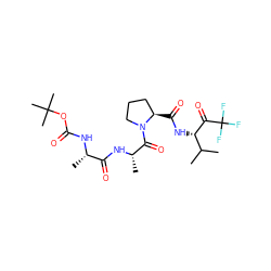 CC(C)[C@H](NC(=O)[C@@H]1CCCN1C(=O)[C@H](C)NC(=O)[C@H](C)NC(=O)OC(C)(C)C)C(=O)C(F)(F)F ZINC000027413412