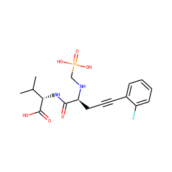 CC(C)[C@H](NC(=O)[C@H](CC#Cc1ccccc1F)NCP(=O)(O)O)C(=O)O ZINC000013779371