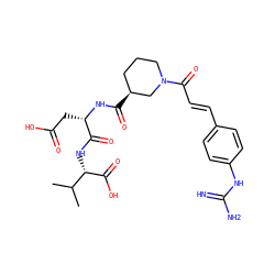 CC(C)[C@H](NC(=O)[C@H](CC(=O)O)NC(=O)[C@H]1CCCN(C(=O)/C=C/c2ccc(NC(=N)N)cc2)C1)C(=O)O ZINC000029466654