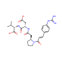 CC(C)[C@H](NC(=O)[C@H](CC(=O)O)NC(=O)C[C@@H]1CCCN1C(=O)/C=C/c1ccc(NC(=N)N)cc1)C(=O)O ZINC000029467453