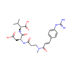 CC(C)[C@H](NC(=O)[C@H](CC(=O)O)NC(=O)CCN(C)C(=O)/C=C/c1ccc(NC(=N)N)cc1)C(=O)O ZINC000029465758