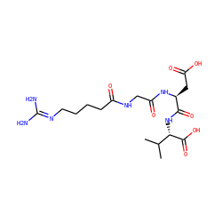 CC(C)[C@H](NC(=O)[C@H](CC(=O)O)NC(=O)CNC(=O)CCCCN=C(N)N)C(=O)O ZINC000013780064