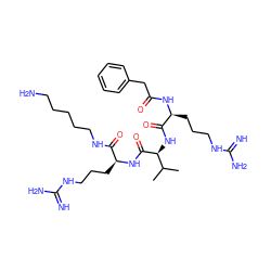 CC(C)[C@H](NC(=O)[C@H](CCCNC(=N)N)NC(=O)Cc1ccccc1)C(=O)N[C@@H](CCCNC(=N)N)C(=O)NCCCCCN ZINC000049680160