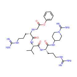 CC(C)[C@H](NC(=O)[C@H](CCCNC(=N)N)NCC(=O)Oc1ccccc1)C(=O)N[C@@H](CCCNC(=N)N)C(=O)NC1CCN(C(=N)N)CC1 ZINC000084653356