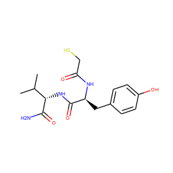 CC(C)[C@H](NC(=O)[C@H](Cc1ccc(O)cc1)NC(=O)CS)C(N)=O ZINC000049014418