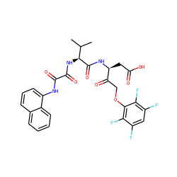 CC(C)[C@H](NC(=O)C(=O)Nc1cccc2ccccc12)C(=O)N[C@@H](CC(=O)O)C(=O)COc1c(F)c(F)cc(F)c1F ZINC000003934234