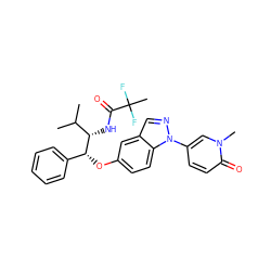 CC(C)[C@H](NC(=O)C(C)(F)F)[C@H](Oc1ccc2c(cnn2-c2ccc(=O)n(C)c2)c1)c1ccccc1 ZINC001772572720