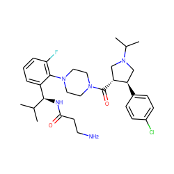 CC(C)[C@H](NC(=O)CCN)c1cccc(F)c1N1CCN(C(=O)[C@@H]2CN(C(C)C)C[C@H]2c2ccc(Cl)cc2)CC1 ZINC000028960099