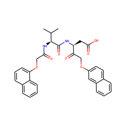 CC(C)[C@H](NC(=O)COc1cccc2ccccc12)C(=O)N[C@@H](CC(=O)O)C(=O)COc1ccc2ccccc2c1 ZINC000027109756