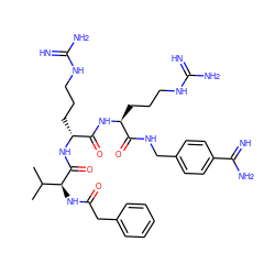 CC(C)[C@H](NC(=O)Cc1ccccc1)C(=O)N[C@H](CCCNC(=N)N)C(=O)N[C@@H](CCCNC(=N)N)C(=O)NCc1ccc(C(=N)N)cc1 ZINC000072176564