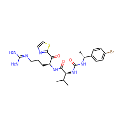 CC(C)[C@H](NC(=O)N[C@H](C)c1ccc(Br)cc1)C(=O)N[C@@H](CCCN=C(N)N)C(=O)c1nccs1 ZINC000036184942