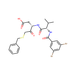 CC(C)[C@H](NC(=O)c1cc(Br)cc(Br)c1)C(=O)N[C@@H](CC(=O)O)C(=O)CSCc1ccccc1 ZINC000014947380