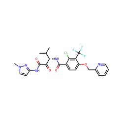 CC(C)[C@H](NC(=O)c1ccc(OCc2ccccn2)c(C(F)(F)F)c1Cl)C(=O)C(=O)Nc1ccn(C)n1 ZINC000064573730
