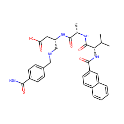 CC(C)[C@H](NC(=O)c1ccc2ccccc2c1)C(=O)N[C@@H](C)C(=O)N[C@H](CNCc1ccc(C(N)=O)cc1)CC(=O)O ZINC000049745790