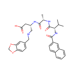 CC(C)[C@H](NC(=O)c1ccc2ccccc2c1)C(=O)N[C@@H](C)C(=O)N[C@H](CNCc1ccc2c(c1)OCO2)CC(=O)O ZINC000049746806