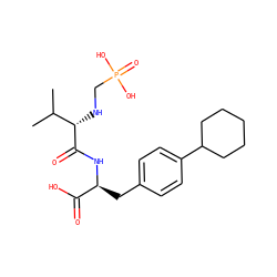 CC(C)[C@H](NCP(=O)(O)O)C(=O)N[C@@H](Cc1ccc(C2CCCCC2)cc1)C(=O)O ZINC000026654461