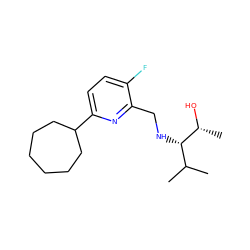 CC(C)[C@H](NCc1nc(C2CCCCCC2)ccc1F)[C@@H](C)O ZINC000261121390