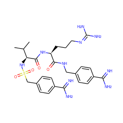 CC(C)[C@H](NS(=O)(=O)Cc1ccc(C(=N)N)cc1)C(=O)N[C@@H](CCCN=C(N)N)C(=O)NCc1ccc(C(=N)N)cc1 ZINC000205886631