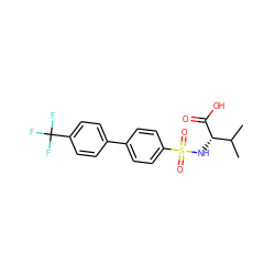 CC(C)[C@H](NS(=O)(=O)c1ccc(-c2ccc(C(F)(F)F)cc2)cc1)C(=O)O ZINC000013803833