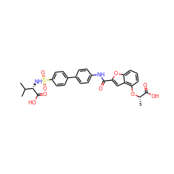 CC(C)[C@H](NS(=O)(=O)c1ccc(-c2ccc(NC(=O)c3cc4c(O[C@@H](C)C(=O)O)cccc4o3)cc2)cc1)C(=O)O ZINC000028463664