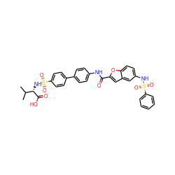 CC(C)[C@H](NS(=O)(=O)c1ccc(-c2ccc(NC(=O)c3cc4cc(NS(=O)(=O)c5ccccc5)ccc4o3)cc2)cc1)C(=O)O ZINC000028458685