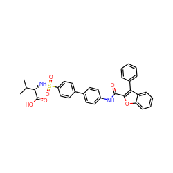 CC(C)[C@H](NS(=O)(=O)c1ccc(-c2ccc(NC(=O)c3oc4ccccc4c3-c3ccccc3)cc2)cc1)C(=O)O ZINC000028528240