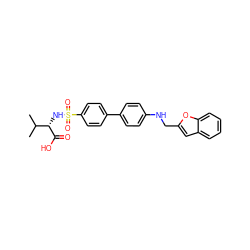 CC(C)[C@H](NS(=O)(=O)c1ccc(-c2ccc(NCc3cc4ccccc4o3)cc2)cc1)C(=O)O ZINC000028463614