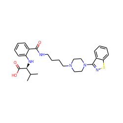 CC(C)[C@H](Nc1ccccc1C(=O)NCCCCN1CCN(c2nsc3ccccc23)CC1)C(=O)O ZINC000053084486