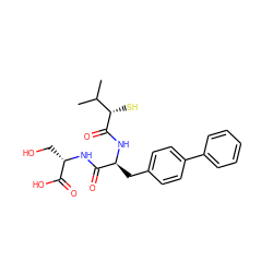 CC(C)[C@H](S)C(=O)N[C@@H](Cc1ccc(-c2ccccc2)cc1)C(=O)N[C@@H](CO)C(=O)O ZINC000027854239