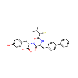CC(C)[C@H](S)C(=O)N[C@@H](Cc1ccc(-c2ccccc2)cc1)C(=O)N[C@@H](Cc1ccc(O)cc1)C(=O)O ZINC000013745083