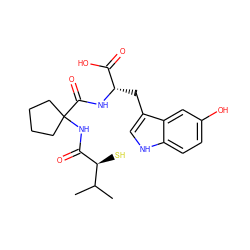 CC(C)[C@H](S)C(=O)NC1(C(=O)N[C@@H](Cc2c[nH]c3ccc(O)cc23)C(=O)O)CCCC1 ZINC000013745111