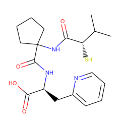 CC(C)[C@H](S)C(=O)NC1(C(=O)N[C@@H](Cc2ccccn2)C(=O)O)CCCC1 ZINC000013745104