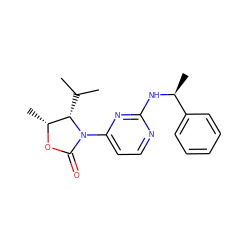 CC(C)[C@H]1[C@@H](C)OC(=O)N1c1ccnc(N[C@@H](C)c2ccccc2)n1 ZINC000142101324