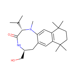 CC(C)[C@H]1C(=O)N[C@H](CO)Cc2cc3c(cc2N1C)C(C)(C)CCC3(C)C ZINC000013779358