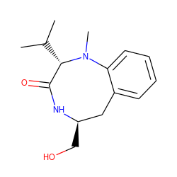 CC(C)[C@H]1C(=O)N[C@H](CO)Cc2ccccc2N1C ZINC000005929849