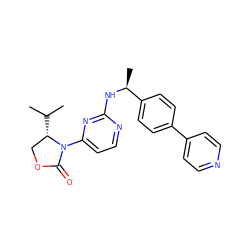 CC(C)[C@H]1COC(=O)N1c1ccnc(N[C@@H](C)c2ccc(-c3ccncc3)cc2)n1 ZINC000221129778