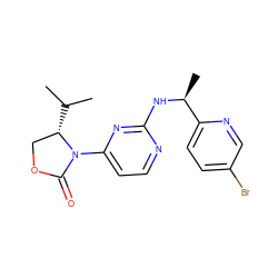 CC(C)[C@H]1COC(=O)N1c1ccnc(N[C@@H](C)c2ccc(Br)cn2)n1 ZINC000142123536