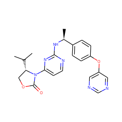 CC(C)[C@H]1COC(=O)N1c1ccnc(N[C@@H](C)c2ccc(Oc3cncnc3)cc2)n1 ZINC000218484894