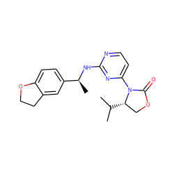 CC(C)[C@H]1COC(=O)N1c1ccnc(N[C@@H](C)c2ccc3c(c2)CCO3)n1 ZINC000142056583