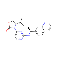 CC(C)[C@H]1COC(=O)N1c1ccnc(N[C@@H](C)c2ccc3cccnc3c2)n1 ZINC000142087172