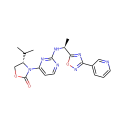 CC(C)[C@H]1COC(=O)N1c1ccnc(N[C@@H](C)c2nc(-c3cccnc3)no2)n1 ZINC000221132207