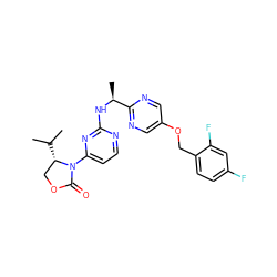 CC(C)[C@H]1COC(=O)N1c1ccnc(N[C@@H](C)c2ncc(OCc3ccc(F)cc3F)cn2)n1 ZINC000221128030