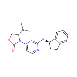 CC(C)[C@H]1COC(=O)N1c1ccnc(N[C@@H]2CCc3ccccc32)n1 ZINC000142119182