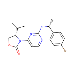 CC(C)[C@H]1COC(=O)N1c1ccnc(N[C@H](C)c2ccc(Br)cc2)n1 ZINC000142053741